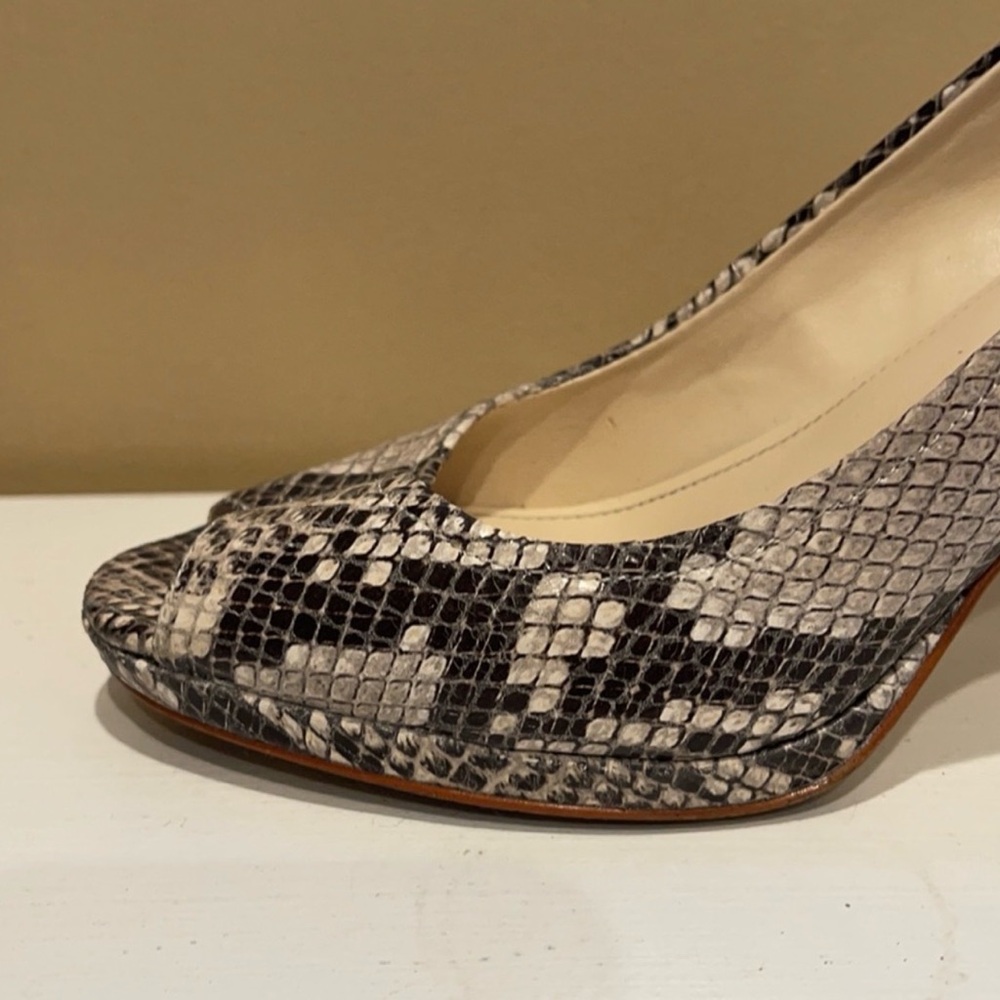 Calvin Klein Natural Python-Print Peep-Toe Pumps - image 5